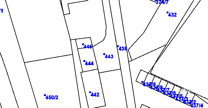 Parcela st. 443 v KÚ Újezd u Brna, Katastrální mapa