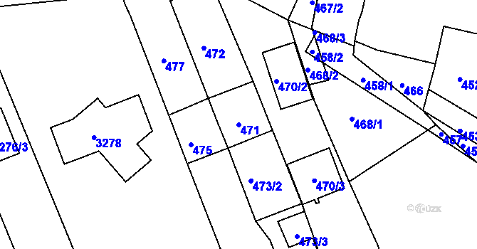 Parcela st. 471 v KÚ Újezd u Brna, Katastrální mapa
