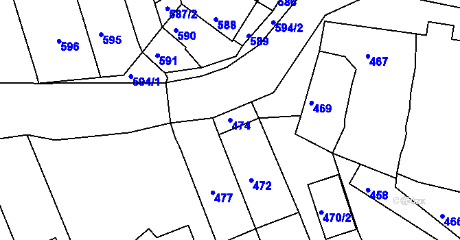 Parcela st. 474 v KÚ Újezd u Brna, Katastrální mapa