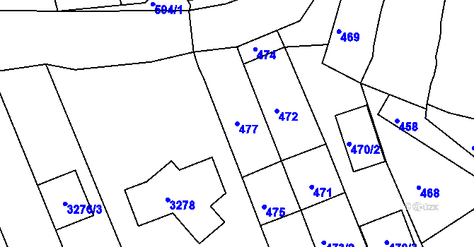 Parcela st. 477 v KÚ Újezd u Brna, Katastrální mapa