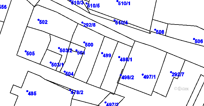 Parcela st. 499 v KÚ Újezd u Brna, Katastrální mapa