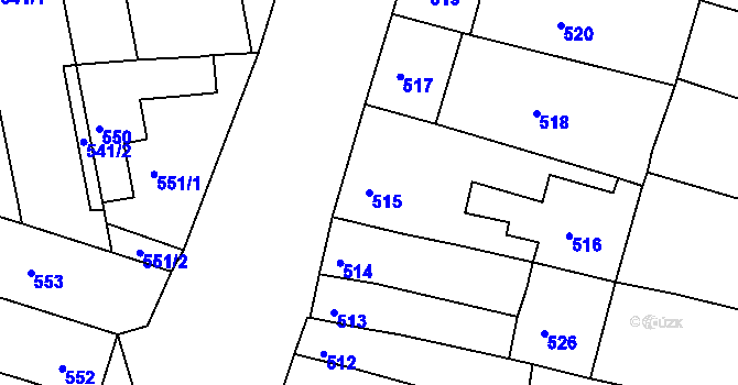 Parcela st. 515 v KÚ Újezd u Brna, Katastrální mapa