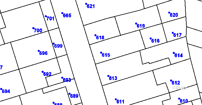 Parcela st. 615 v KÚ Újezd u Brna, Katastrální mapa