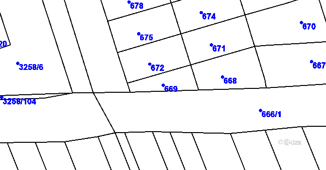 Parcela st. 669 v KÚ Újezd u Brna, Katastrální mapa