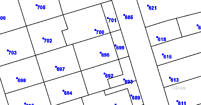 Parcela st. 696 v KÚ Újezd u Brna, Katastrální mapa