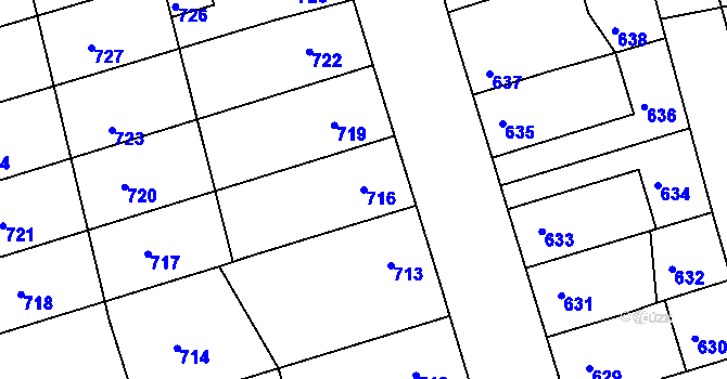 Parcela st. 716 v KÚ Újezd u Brna, Katastrální mapa