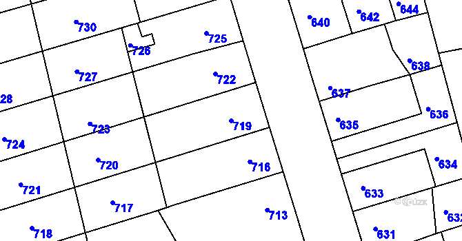 Parcela st. 719 v KÚ Újezd u Brna, Katastrální mapa