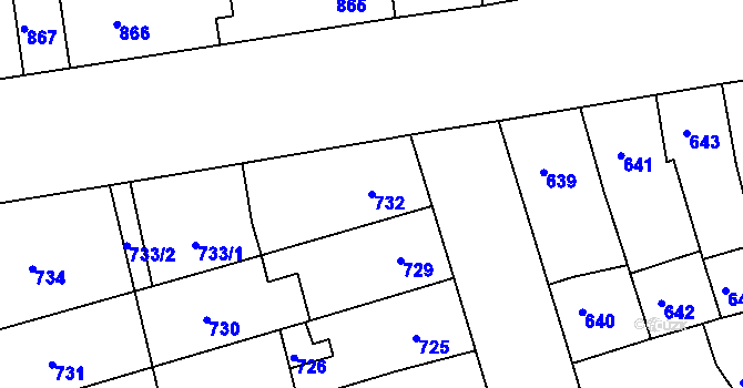 Parcela st. 732 v KÚ Újezd u Brna, Katastrální mapa