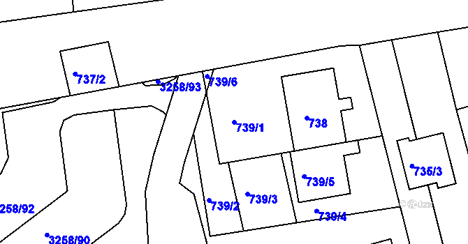 Parcela st. 739/1 v KÚ Újezd u Brna, Katastrální mapa