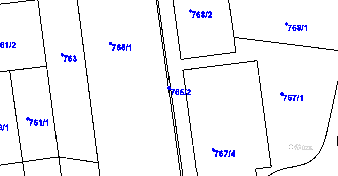Parcela st. 765/2 v KÚ Újezd u Brna, Katastrální mapa