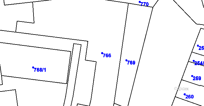 Parcela st. 766 v KÚ Újezd u Brna, Katastrální mapa