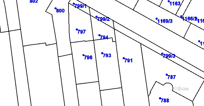 Parcela st. 793 v KÚ Újezd u Brna, Katastrální mapa