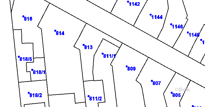 Parcela st. 811/1 v KÚ Újezd u Brna, Katastrální mapa