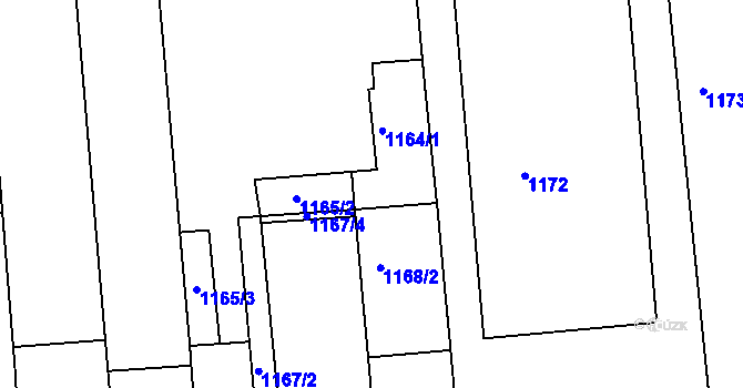 Parcela st. 1164/2 v KÚ Újezd u Brna, Katastrální mapa