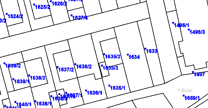 Parcela st. 1635/2 v KÚ Újezd u Brna, Katastrální mapa