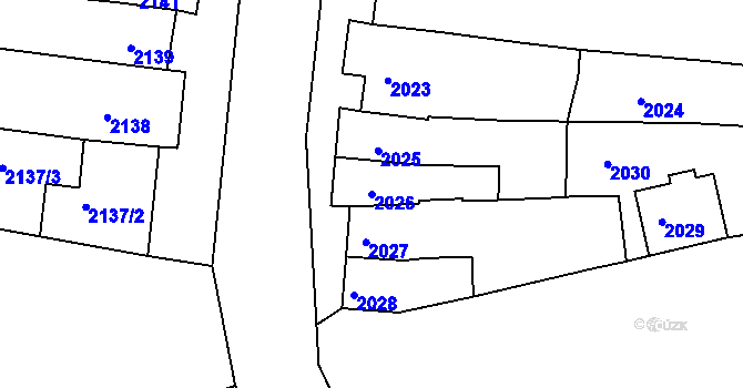 Parcela st. 2026 v KÚ Újezd u Brna, Katastrální mapa
