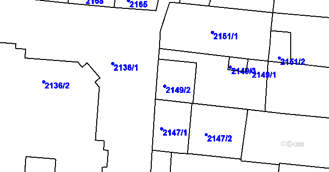 Parcela st. 2149/2 v KÚ Újezd u Brna, Katastrální mapa
