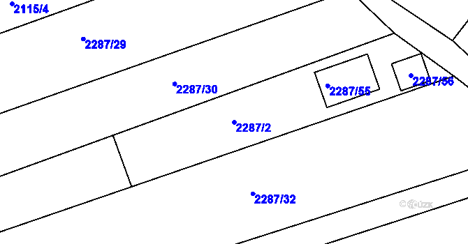 Parcela st. 2287/2 v KÚ Újezd u Brna, Katastrální mapa
