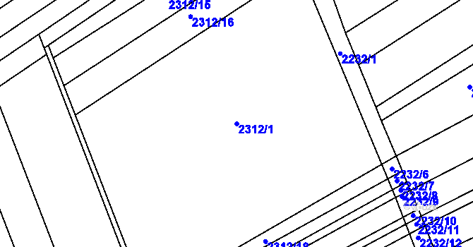 Parcela st. 2312/1 v KÚ Újezd u Brna, Katastrální mapa
