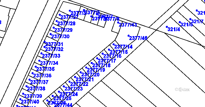 Parcela st. 2377/16 v KÚ Újezd u Brna, Katastrální mapa