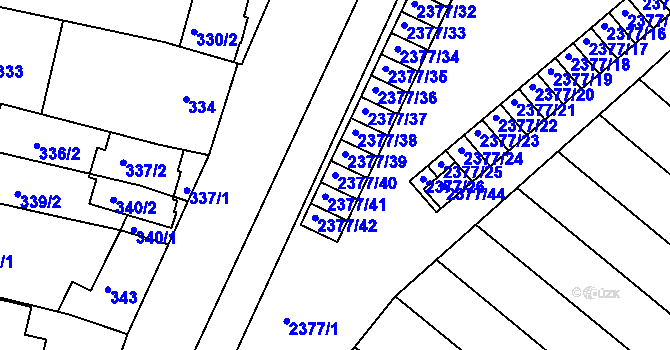 Parcela st. 2377/40 v KÚ Újezd u Brna, Katastrální mapa