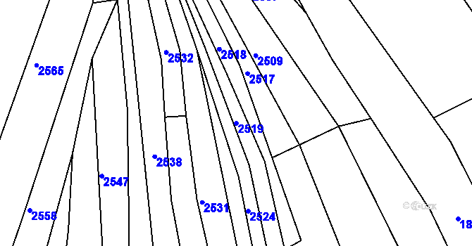 Parcela st. 2519 v KÚ Újezd u Brna, Katastrální mapa