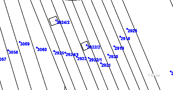 Parcela st. 2922/2 v KÚ Újezd u Brna, Katastrální mapa