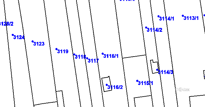 Parcela st. 3116/1 v KÚ Újezd u Brna, Katastrální mapa