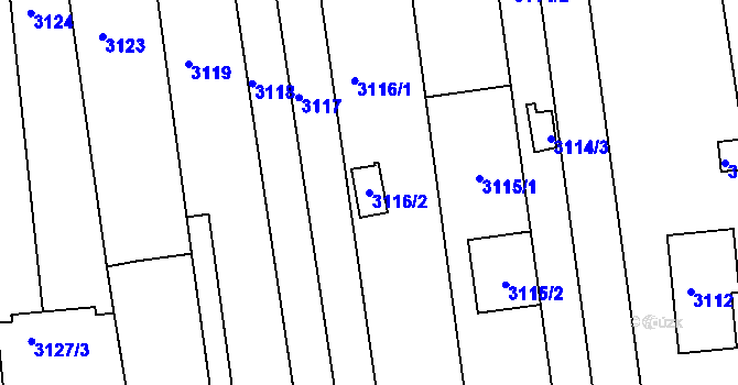 Parcela st. 3116/2 v KÚ Újezd u Brna, Katastrální mapa