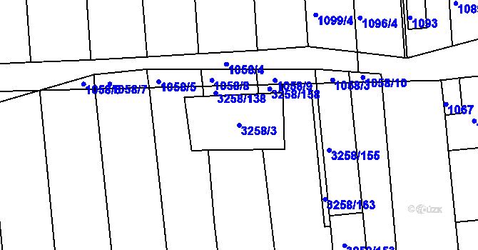 Parcela st. 3258/3 v KÚ Újezd u Brna, Katastrální mapa