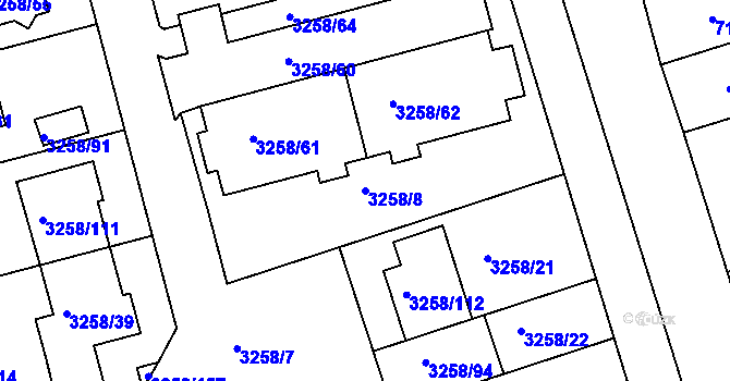 Parcela st. 3258/8 v KÚ Újezd u Brna, Katastrální mapa