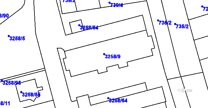 Parcela st. 3258/9 v KÚ Újezd u Brna, Katastrální mapa