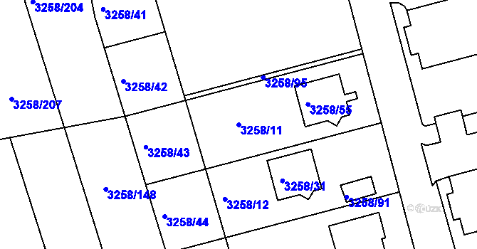 Parcela st. 3258/11 v KÚ Újezd u Brna, Katastrální mapa