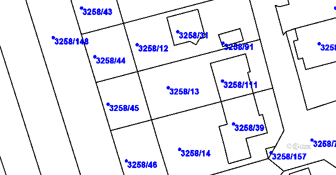 Parcela st. 3258/13 v KÚ Újezd u Brna, Katastrální mapa