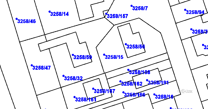 Parcela st. 3258/15 v KÚ Újezd u Brna, Katastrální mapa