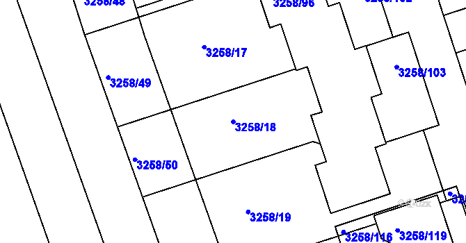 Parcela st. 3258/18 v KÚ Újezd u Brna, Katastrální mapa