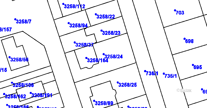 Parcela st. 3258/24 v KÚ Újezd u Brna, Katastrální mapa