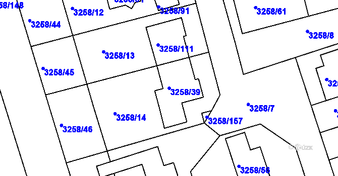 Parcela st. 3258/39 v KÚ Újezd u Brna, Katastrální mapa