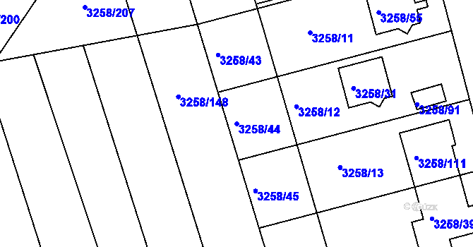 Parcela st. 3258/44 v KÚ Újezd u Brna, Katastrální mapa