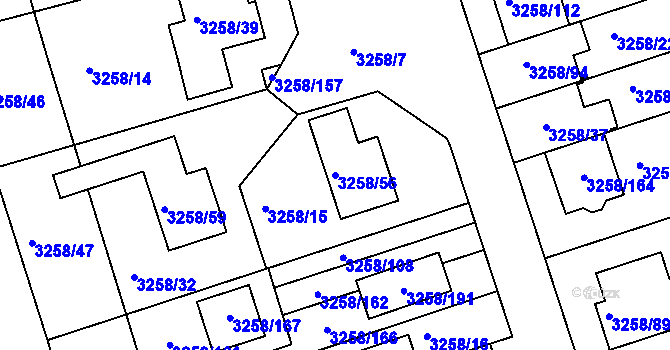 Parcela st. 3258/56 v KÚ Újezd u Brna, Katastrální mapa