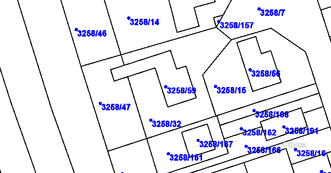Parcela st. 3258/59 v KÚ Újezd u Brna, Katastrální mapa