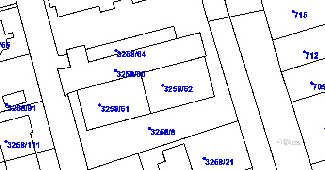 Parcela st. 3258/62 v KÚ Újezd u Brna, Katastrální mapa