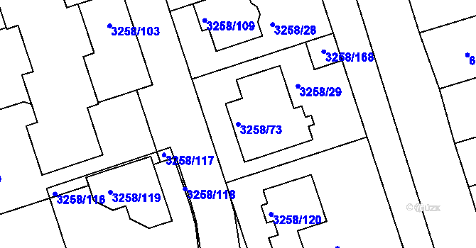 Parcela st. 3258/73 v KÚ Újezd u Brna, Katastrální mapa