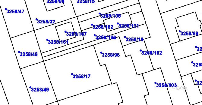Parcela st. 3258/96 v KÚ Újezd u Brna, Katastrální mapa