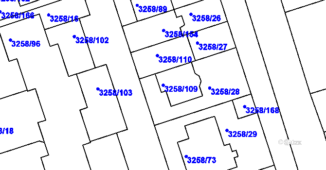 Parcela st. 3258/109 v KÚ Újezd u Brna, Katastrální mapa