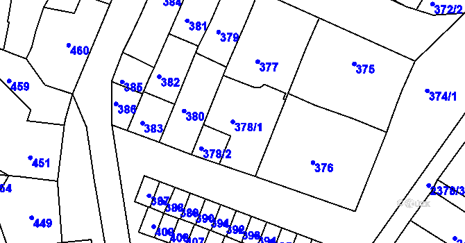Parcela st. 378/1 v KÚ Újezd u Brna, Katastrální mapa