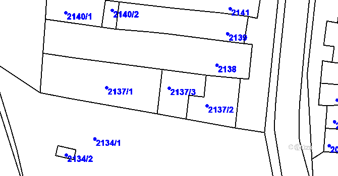 Parcela st. 2137/3 v KÚ Újezd u Brna, Katastrální mapa