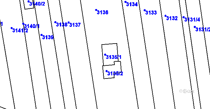 Parcela st. 3135/1 v KÚ Újezd u Brna, Katastrální mapa