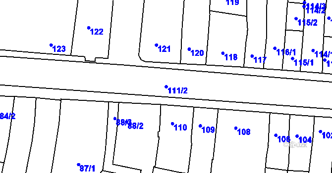 Parcela st. 111/2 v KÚ Újezd u Brna, Katastrální mapa