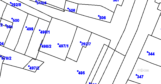 Parcela st. 292/7 v KÚ Újezd u Brna, Katastrální mapa